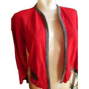 Medium Vintage Cardigan Sweater 1960s Grannycore Blood Red/Gray Minnesota Woolen